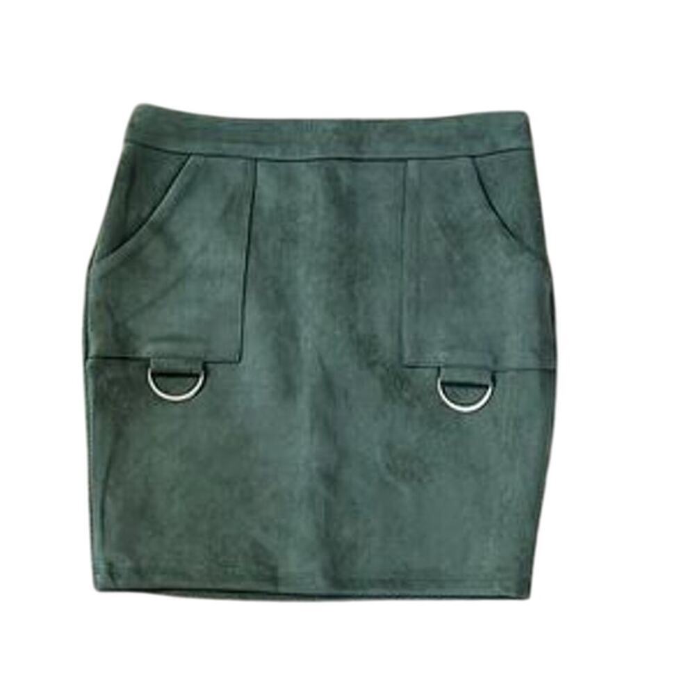 NWT seek the label velour velvet olive green grunge chic skirt pencil zip back S